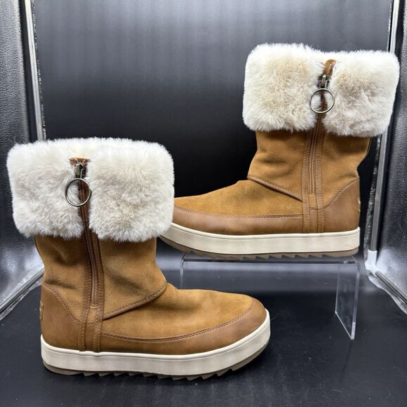 Koolaburra by UGG Tynlee Suede Faux Fur Boots Womens size 9 Chestnut 1105889 - Picture 1 of 8
